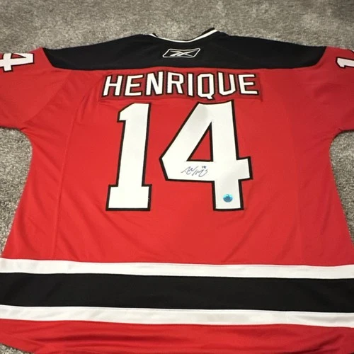 Adam Henrique Autographed New Jersey Devils NHL Jersey XL Red Reebok