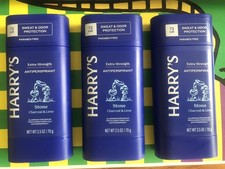 3 xtra-Strength ANTIPERSPIRANT HARRY'S SWEAT  ODOR CONTROL charcoal-lime x12/26