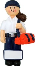 EMT Female Brown Personalized Christmas Tree Ornament