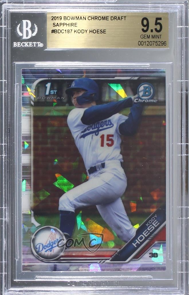2019 Bowman Chrome Draft Sapphire Edition Kody Hoese BGS 9.5 GEM MINT a8m