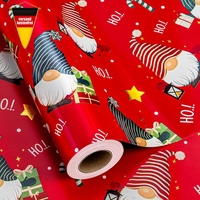 Wikadlik Rotes Weihnachts-Geschenkpapier - Mini-Rolle - Vintage Niedlicher Zwerg