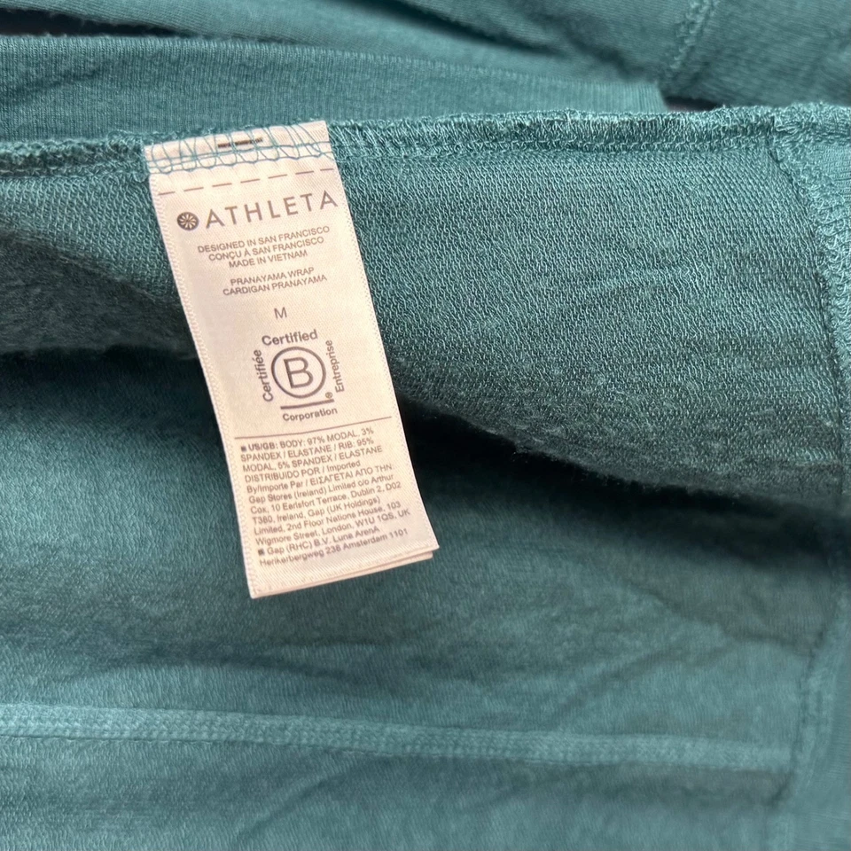 Cárdigan envolvente restaurado Athleta Pranayama para mujer M verde azulado mezcla modal agujeros para los pulgares Foto 4 de 4