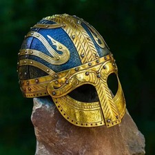 Viking Helmet Brass Steel Medieval Norse Armor LARP Cosplay Helmet Replica