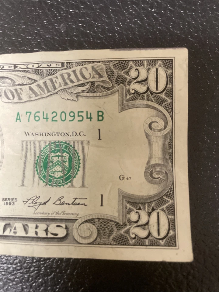 1993 Twenty Dollar ($20) Federal Reserve Note Circulated Vintage Rare - Image 2 of 4