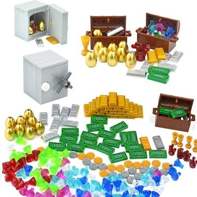 Treasure Gold Silver Diamond Jewel Dollar For MOC Building Block Brick Sets DIY