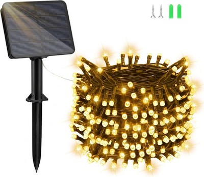 Solar Lichterkette Außen 22m 200 LED Warmweiß Wetterfest 8 Modi für Garten