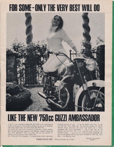 Magazine Ad - 1969 - Moto Guzzi 750 Ambassador Motorcycle