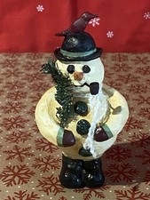 Decorative wood like design snowman 7 inches tall