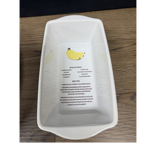 Ceramic Rectangle Loaf Pan White with Banana ...