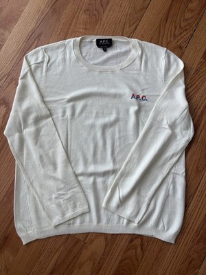 APC A.P.C. Lightweight Crewneck Sweater Cream White Size Medium