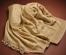 Sanskriti New Peach Kashmiri Shawl Jamavar Viscose Woven Long Stole Soft Fabric