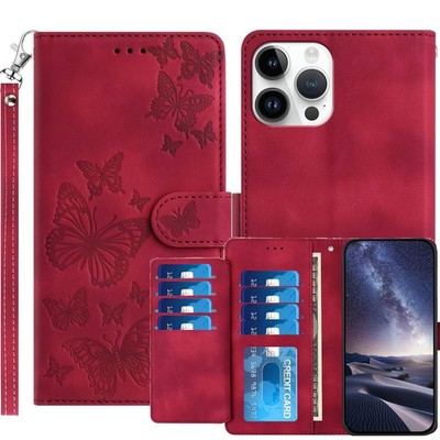 Butterfly Embosses Flip Stand Wallet Case For iPhone 17 Pro Max Air 16 15 14 13