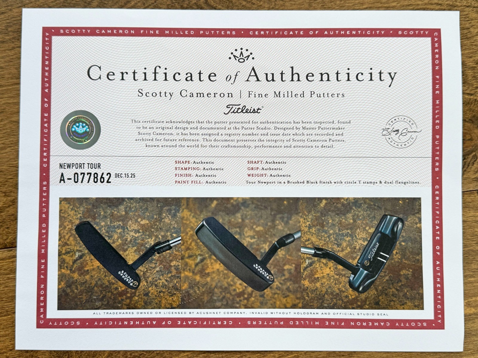 A077862, the certificate in an eBay listing's photos