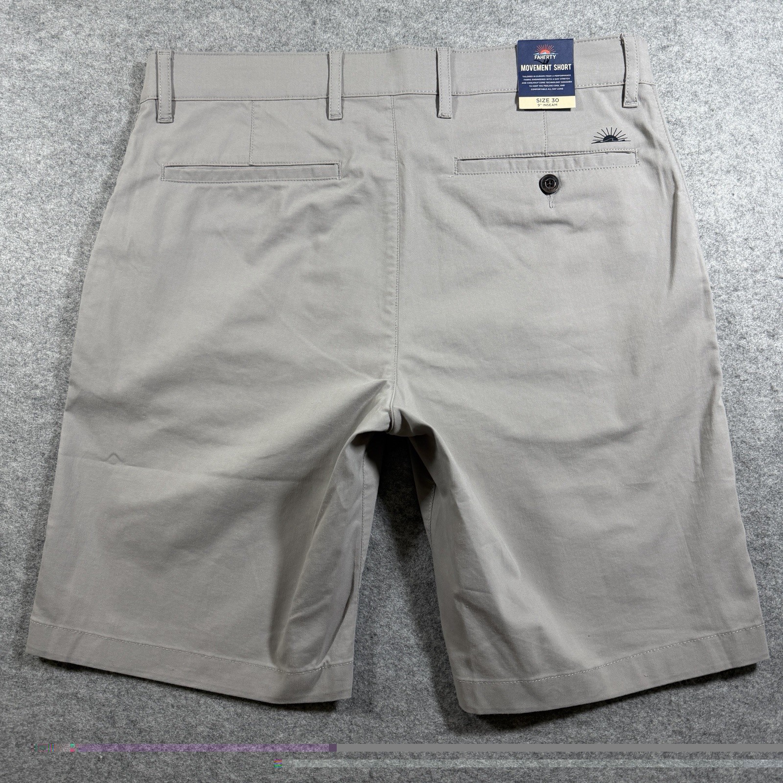 Faherty Movement Chino Shorts Mens 30 Gray Coolmax Stretch Golf NWT Cotton Blend