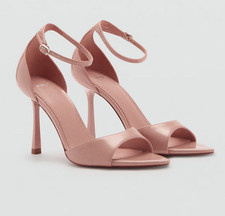MANGO MNG NUDE ANKLE CUFFED SANDALS HIGH HEELS PUMPS SHOES SZ 39 US 8.5