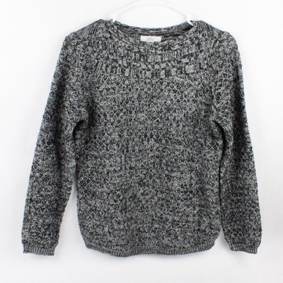 Croft & Barrow Schwarzer Und Grauer Acryl Strickpullover Für Damen Größe PS