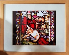 Stained Glass Window 'Death of Christ' Print. Framed & Glazed. refxad