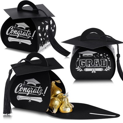 TaoBary 30 Pieces Graduation Cap Candy Box 2025 Prom Boxes Black 