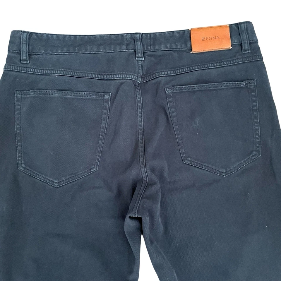 Z Zegna Jeans Mens 36X30 Navy Slim Fit Stretch Cotton Luxe Twill 5 Pocket Denim - Image 4 of 4