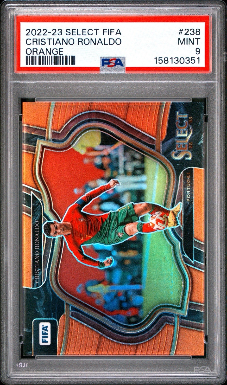 2022-23 Select FIFA Cristiano Ronaldo Orange Prizm /60 PSA 9 Portugal #238