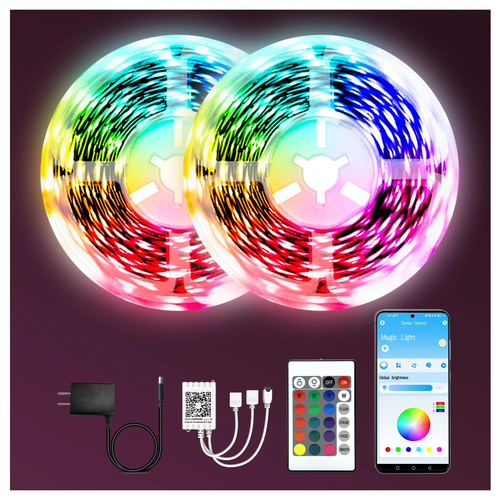 Led Lights for Bedroom 130ft(2 Rolls of 65.6ft), Led Lighting with Remote&App...