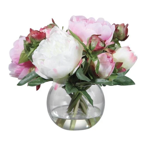 Uttermost Blaire Polyester and Iron Peony Bouquet in Lush Pink/Clear/Cream - Picture 3 of 8