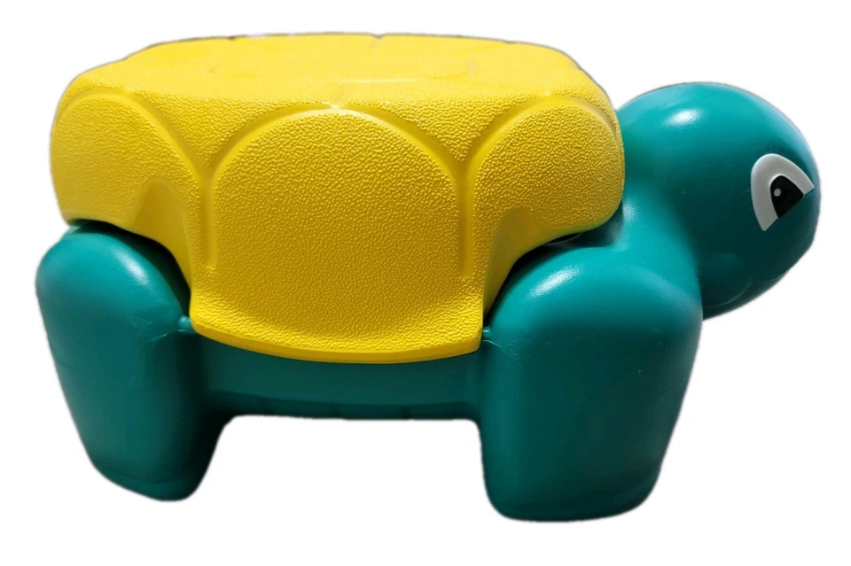 Taburete/almacenamiento habitación niños baño cocina Rubbermaid verde/amarillo tortuga de colección Foto 2 de 4