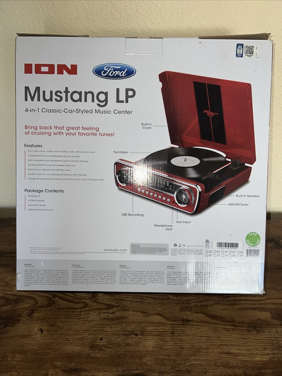 ION Mustang LP 4-in-1 Vinyl Record Player Turntable - Red for sale 