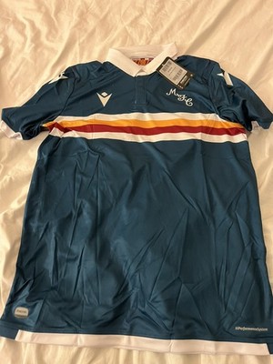 Macron Motherwell F.C. Scotland Men s Away Soccer Jersey Shirt Blue Sz L