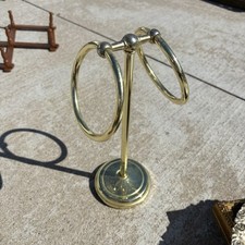 Vintage Solid Brass Standing Double Towel Ring Rack Holder Stand 12 Bathroom