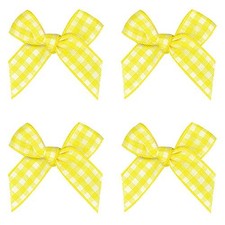 50pcs Mini Gingham Ribbon Bows Checkered Flowers Plaid Bow Appliques DIY Craf...