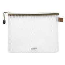 PVC-Free Zip Bag A5 Transparent/Taupe, White Zip