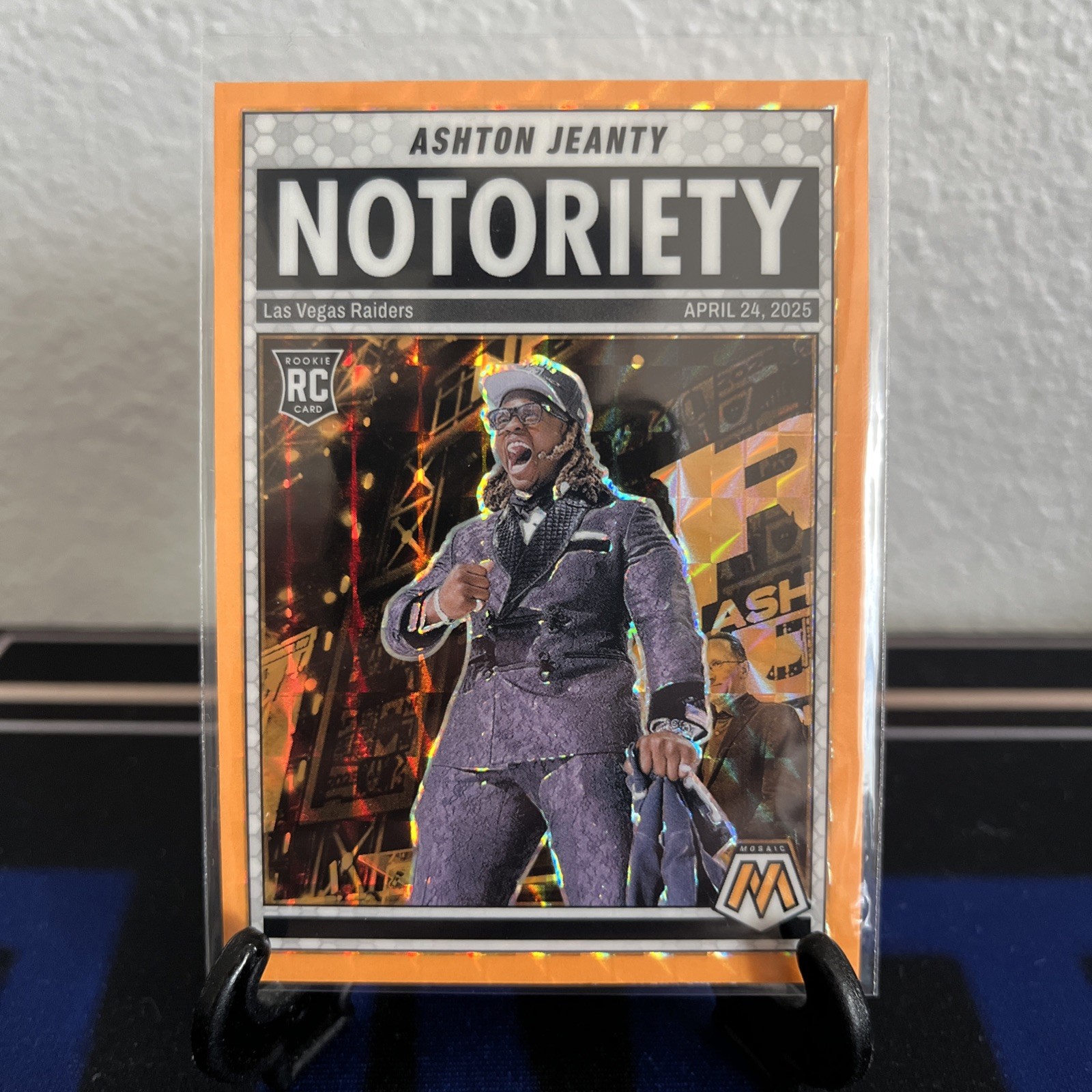 Ashton Jeanty (RC) - 2025 Panini Mosaic ORANGE Notoriety Rookie 