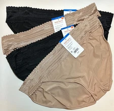 NWT 4 Warner's No Pinching No Problems Bikini Panties 5509 Black/Tan Size 8/XL