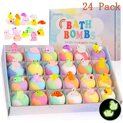 15pack/24pack Bath Bombs for Kids with Surprise Inside, Natural Organic Kids Bub