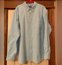 Chaps Mens Striped Stretch Oxford Long Sleeve Shirt Stretch Sz XXL Blue White