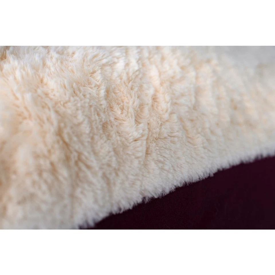 Очень большой коврик для кровати домашних животных с полиэтиленовой подушкой бордовый и цвета слоновой кости - Изображение 3 из 4