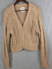 Abercrombie Fitch Cable Knit Cardigan Sweater Crop Size M Crochet Boho Grunge