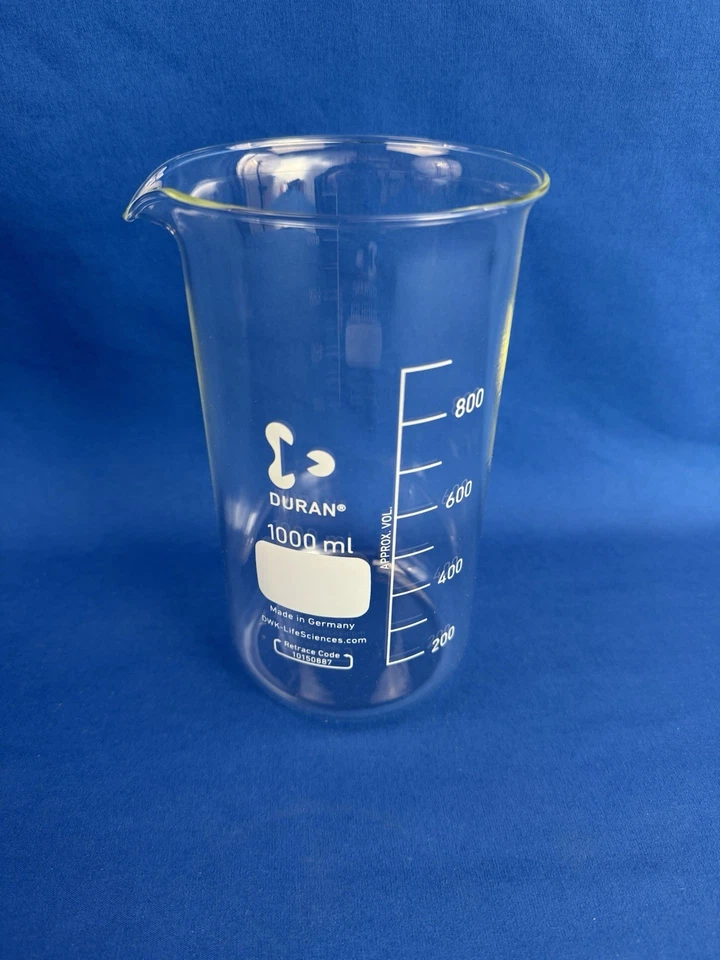 Becherglas 1000 mL hohe Form DWK Duran Laborglas Laborzubehör Neu