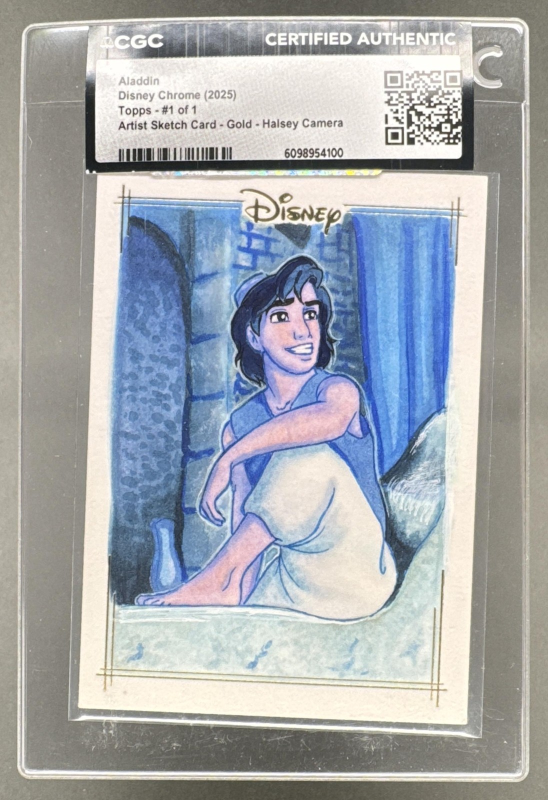 Cgc Drawing Aladdin 2025 Topps Chrome Disney Sketch Card Halsey Camera AUTO 1/1 CGC ...
