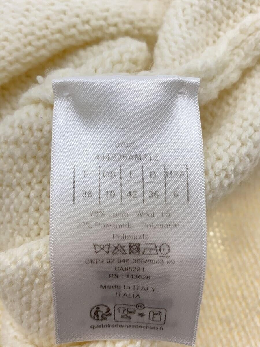 Christian Dior◆ニット・セーター(薄手)/ロゴ/ハイネック/スリット/38/IVO/444S25AM312 Christian Dior knit sweater (sheer logo high neck slit 38