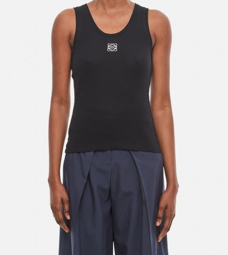 NWT LOEWE Black/White Embroidered Anagram Ribbed Tank Top Size XS
