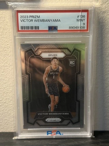 2023-24 Panini Prizm Victor Wembanyama Psa 9 Mint #136. Small Crack Top Right.