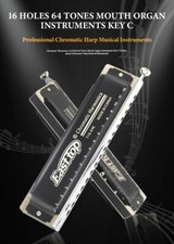 EASTTOP Chromatic Harmonica 16Hole 64Tone Mouth Organ Key C Professional Harp