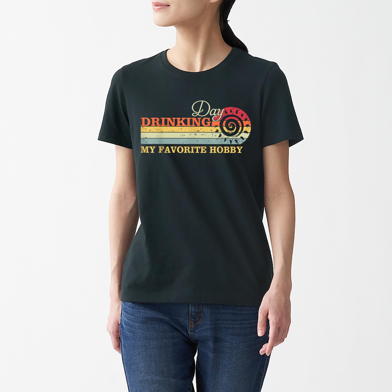 Vintage Day Drinking My Favorite Hobby Funny Beer Lovers T Shirt Men