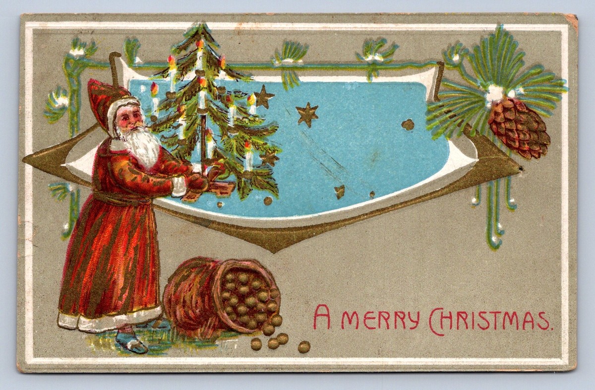 K1/ Santa Claus Christmas Postcard c1910 Tree Gold Suit 177 | eBay