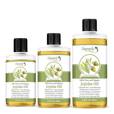 SUPREMELY Jojoba Oil 100% Pure Organic Cold Pressed Premium 30ml 50ml 100ml Certified