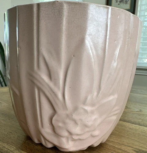 Planter Flower Pot Mccoy Art Pottery Lotus Design Rare Pastel - 1930 Hand Made