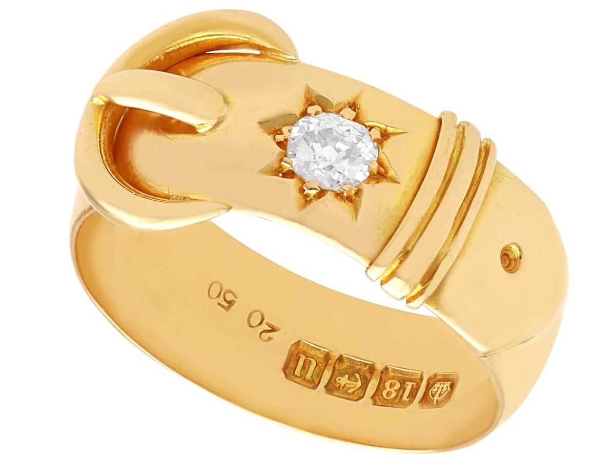 Antique George V 0.18Ct Diamond and 18k Yellow Gold Buckle Antique George V 0.18Ct Diamond and 18k Yellow Gold Buckle