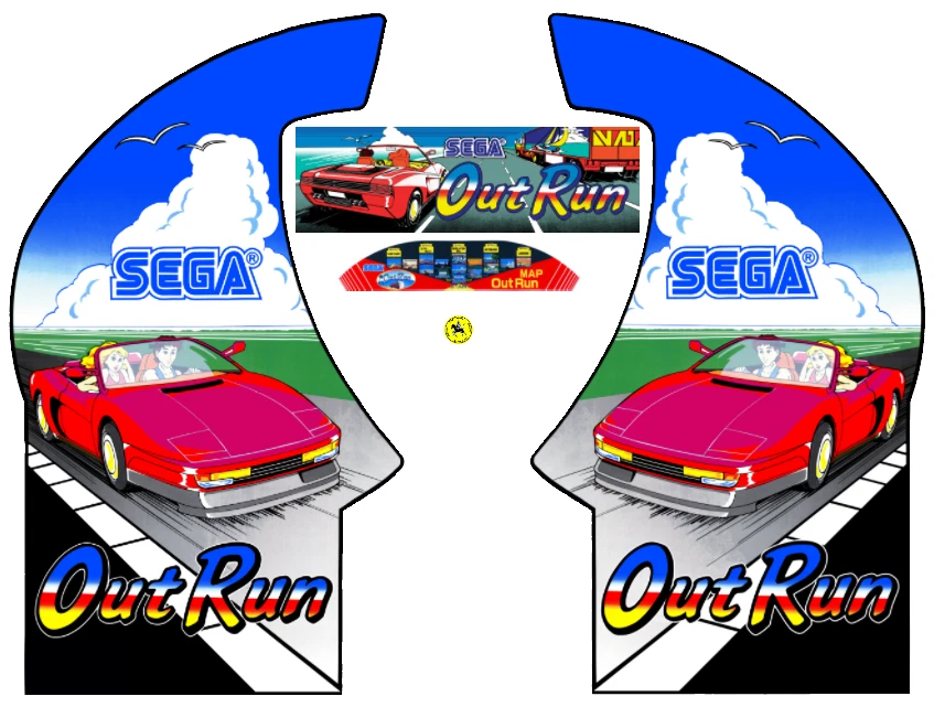 Outrun Marquee and Side Panels graphics / artwork (original cabinet)